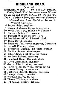 Highland Road 1912 Directory p1